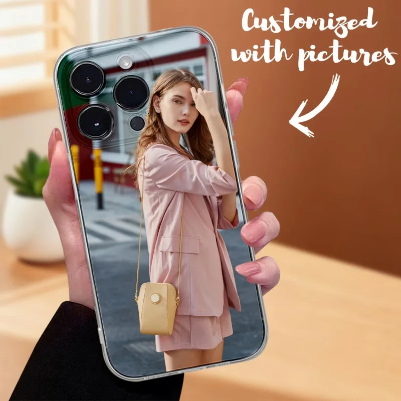 DIY iPhone 17 16 15 14 13 12 11 Pro 11 12 Mini XS Max XR 8 7 6 Plus Air Customized Photo Transparent TPU Phone Protective Case