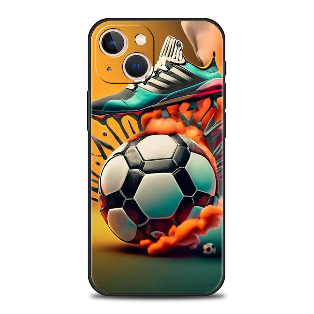 Football Sport Phone Case Cover for iPhone 15 14 13 12 Pro Max XR XS X 11 7 8 Plus SE 2020 13 Mini Silicone Soft Shell Capas Bag