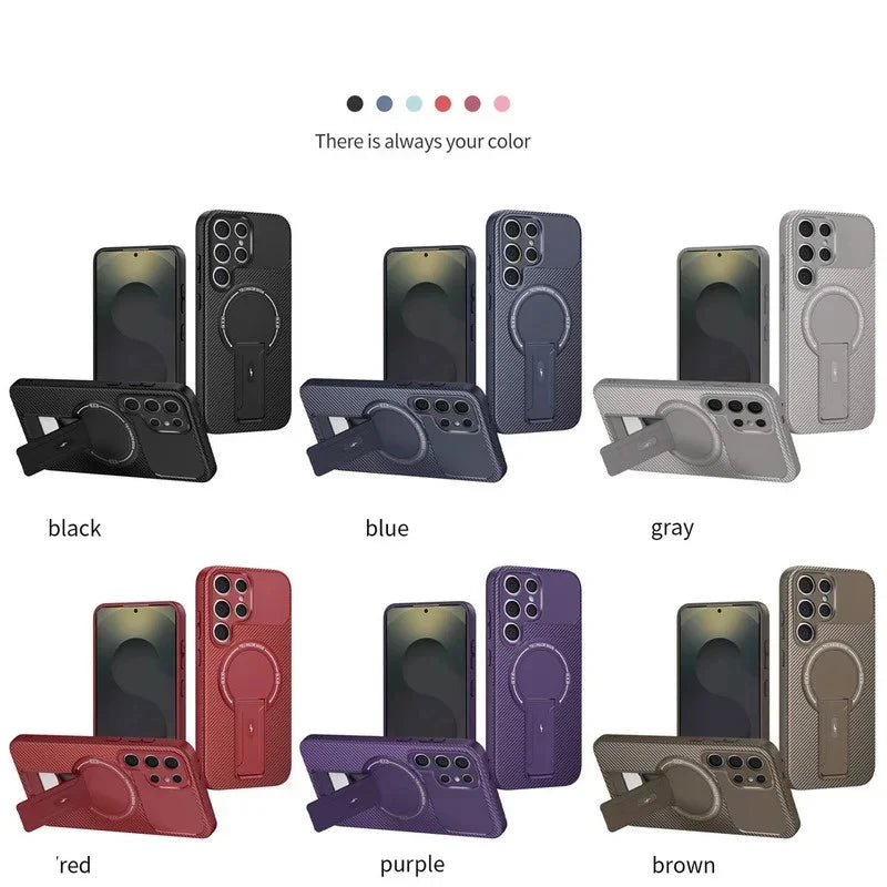 Carbon Fiber Invisible Stand Magnetic Protective Case，Applicable to Samsung Galaxy S26 S25 Ultra Edge S24 Plus A56 A17 A26 A16 A