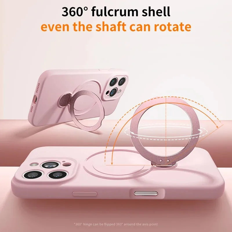 Silicone Lanyard Magnetic Phone Case For iPhone 17 Pro 16 13 15 14 Pro Max Air For Magsafe Wireless Charging Bracket Phone Cover