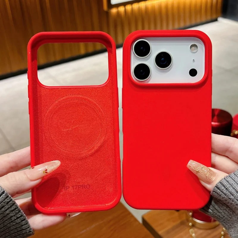 Original Silicone Bright Lucky Color Case for Apple iPhone 17 Air 16 15 14 13 Pro Max Plus Magnetic Wireless Charging Soft Cover