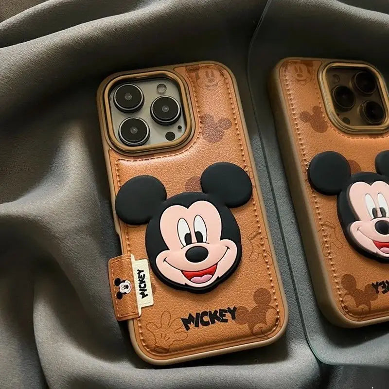 NEW 2026 Cute Cartoon Mickey Mouse Skin Striae Mobile Phone Case for IPhone Kawaii Anime Birthday Present Student Essentials