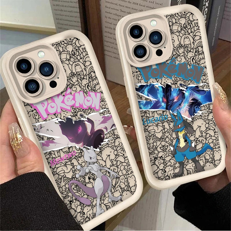 P-Pokemons Lucario Mewtwo Phone Case for Huawei P50 Honor X7d X9d 400 300 200 X8A X8B X9b X9a Magic8 Magic7 X9c Smart Lite Pro