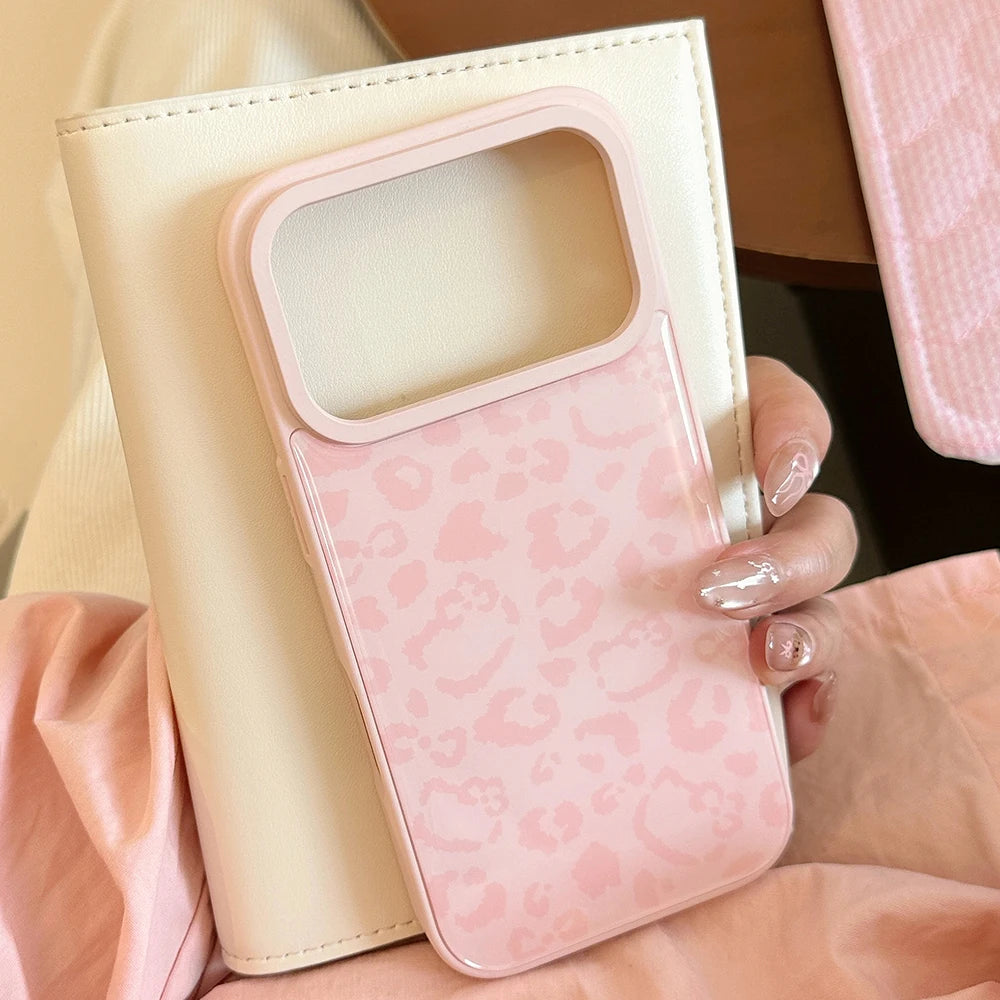 Cute Kitten Pink Leopard Print Pattern Phone Case for iPhone 17promx 17 16 15 14 17Pro Max 13 Pink Bumper Edge Shockproof Cover