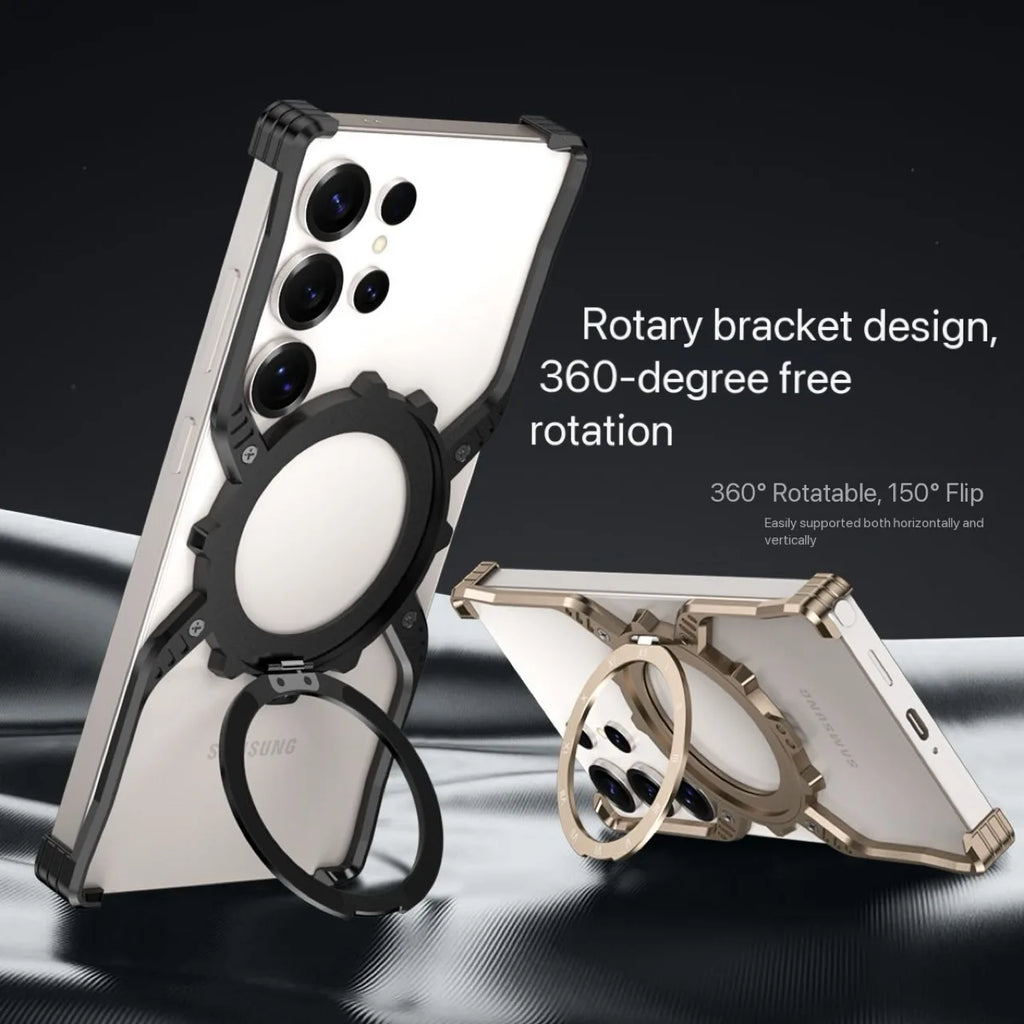 X mechanical gear phone case For Samsung Galaxy S26 S25 S24 S23 Ultra with Stand 360° Rotation Magsafe Bumper Protective Cover