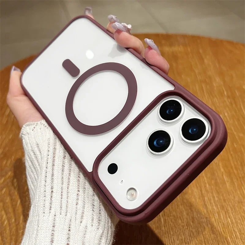 Luxury For Magsafe Magnetic Wireless Charge Case For iPhone 17 Air 11 12 13 14 15 16 17 Pro Max Plus Transparent Hard Back Cover