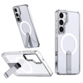 Luxury For Magsafe Wireless Magnetic Charging Stand Case For Samsung S26 S25 S24 S23 Ultra Plus S24 FE Edge Holder Clear Cover