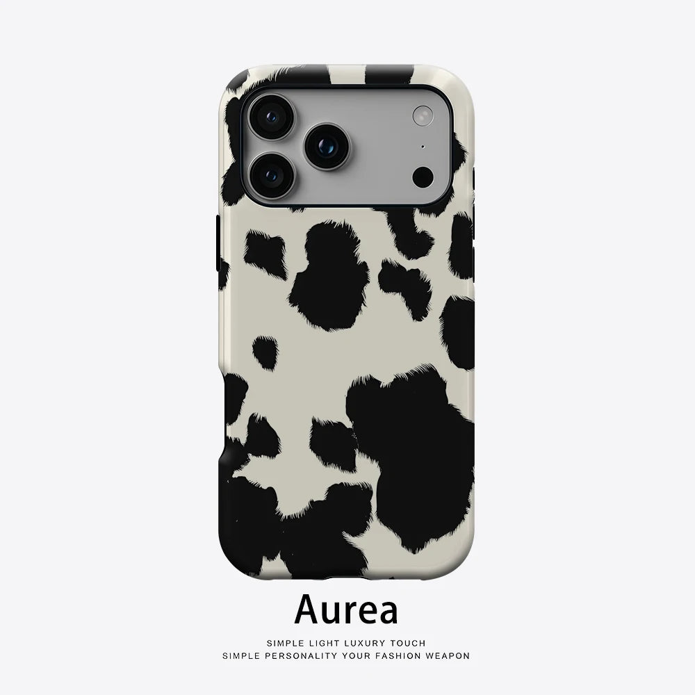 Timeless Black & White Cow Print Phone Case for Magnetic Phone Case for IPhone 17 16 15 14 Pro Max Plus Single Double-layer Case