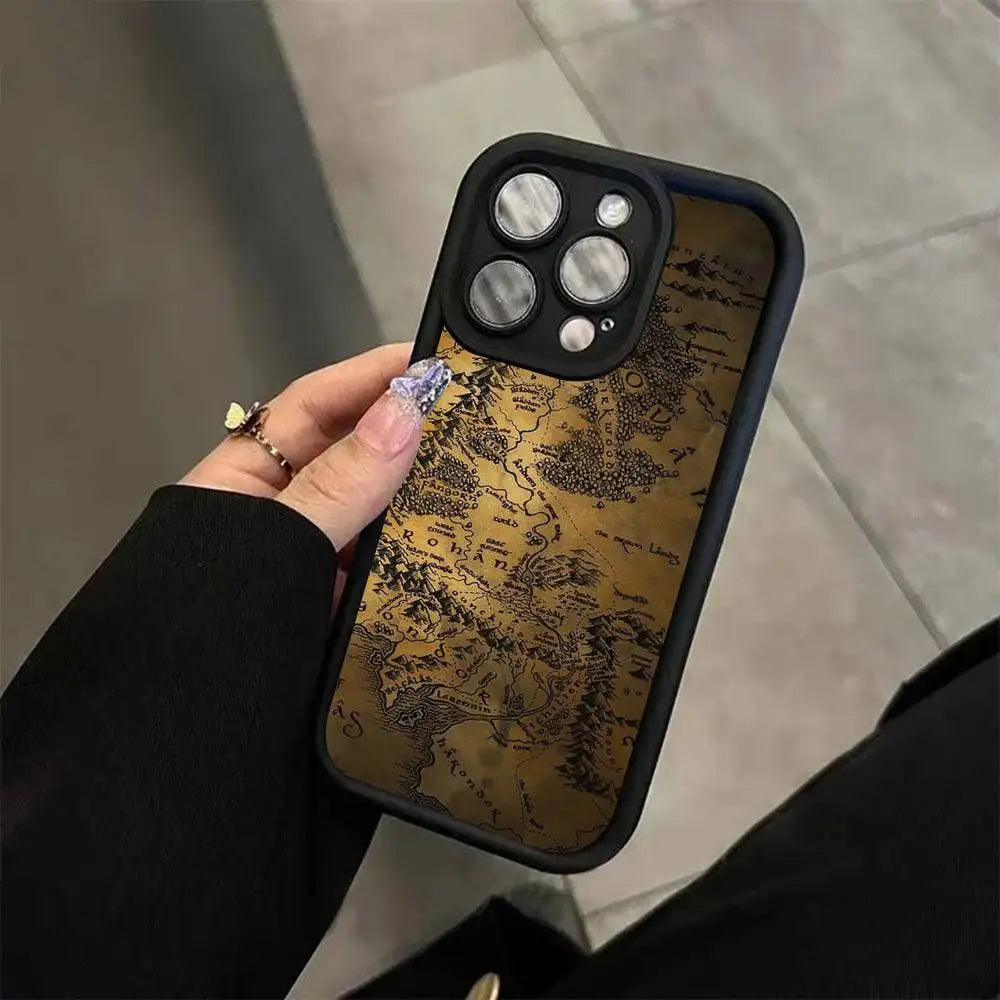 The Lord of the R-Rings Map Silicone Phone Case For iPhone 17 Air 17 16 15 14 13 12 11 Plus Pro Max Shockproof Soft Cover