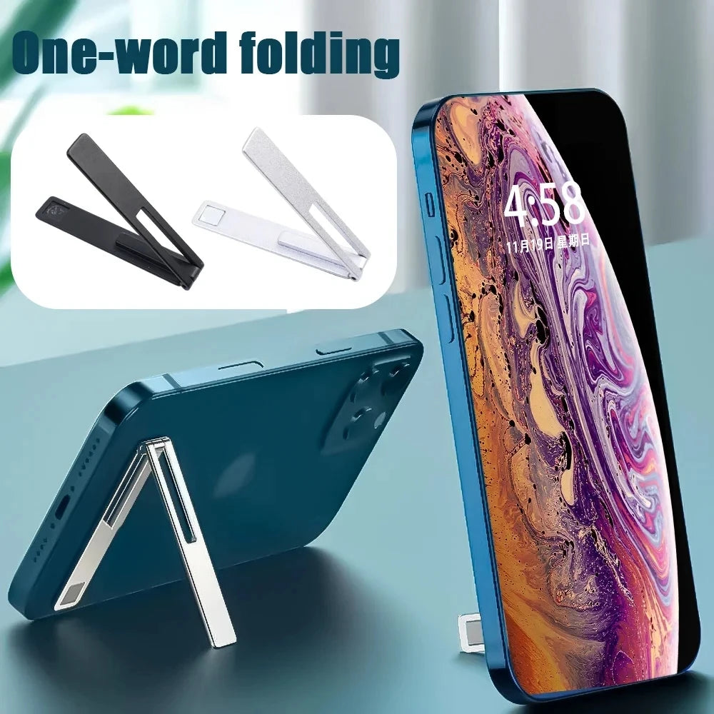 Universal Mobile Phone Holder Bracket Magnetic Ultra Thin Foldable Metal Alloy Desktop Cell Phone Stand For iPhone 15 13 Xiaomi