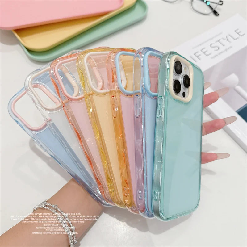 Candy Color Jelly Transparent Shockproof TPU Phone Case For iPhone 17 Air 16 15 13 14 Plus 12 11 Pro Max 16e Soft Back Cover