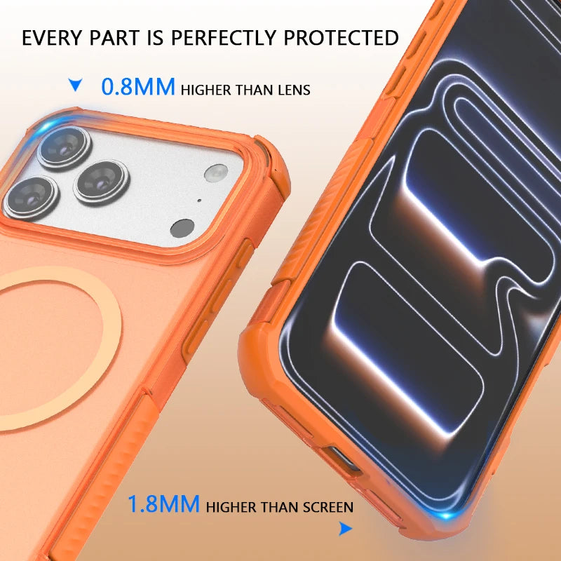 Four-corner anti-fall Heat dissipation Magnetic Phone Case For iPhone 17 Air 16 15 14 Plus 13 Pro Max For Magsafe Bumper Cover﻿