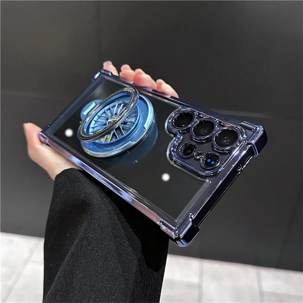 Shockproof Airbags Armor Magnetic Transparent Case for Samsung Galaxy S25 S24 Ultra S23 Fe S22 Plus A54 A15 A25 A35 A55 A53 5G