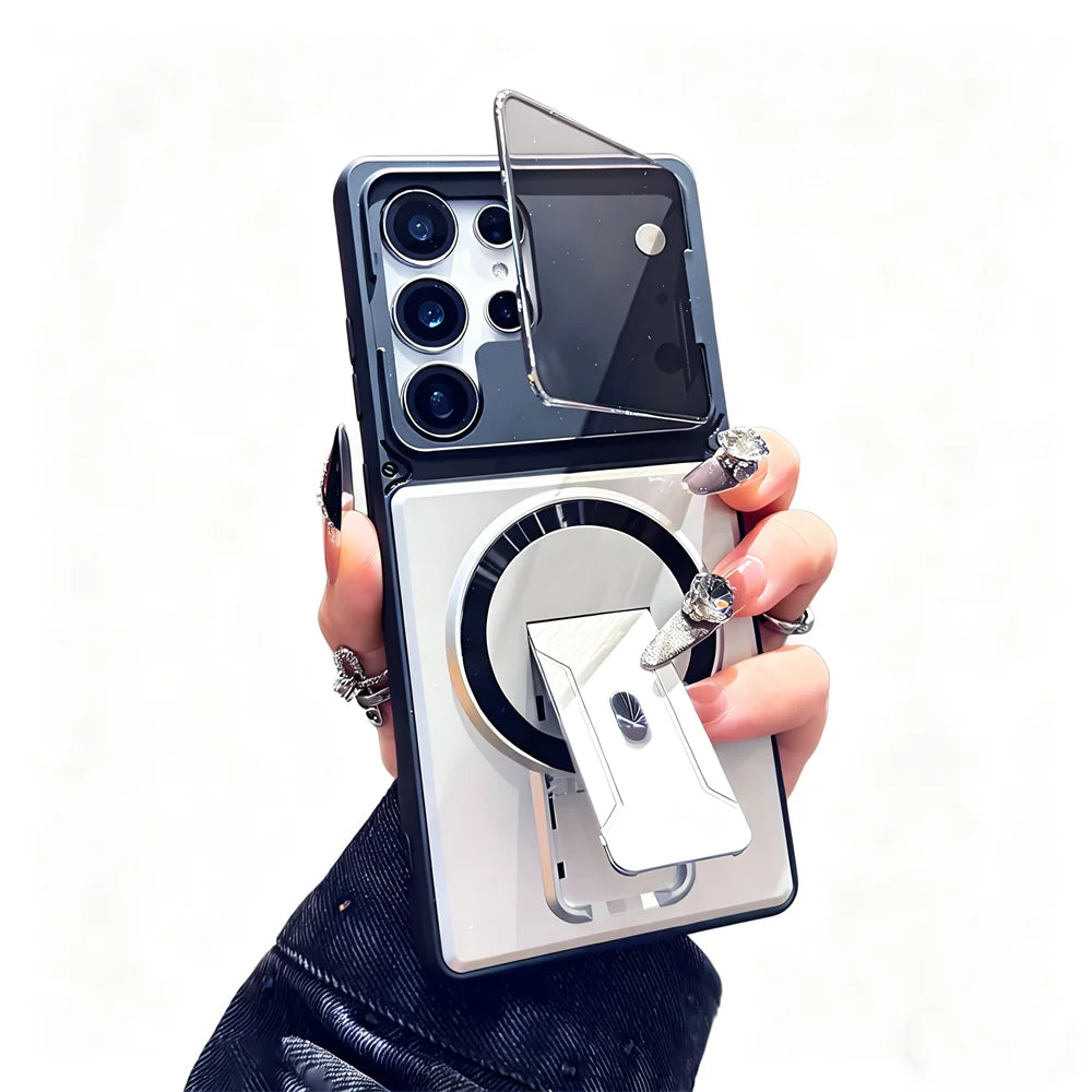 Luxury Invisible Kickstand Case for Samsung Galaxy S26 S25 S24 S23 Ultra A57 A56 A37 A36 A17 A16 Magnetic Lens Protection Cover