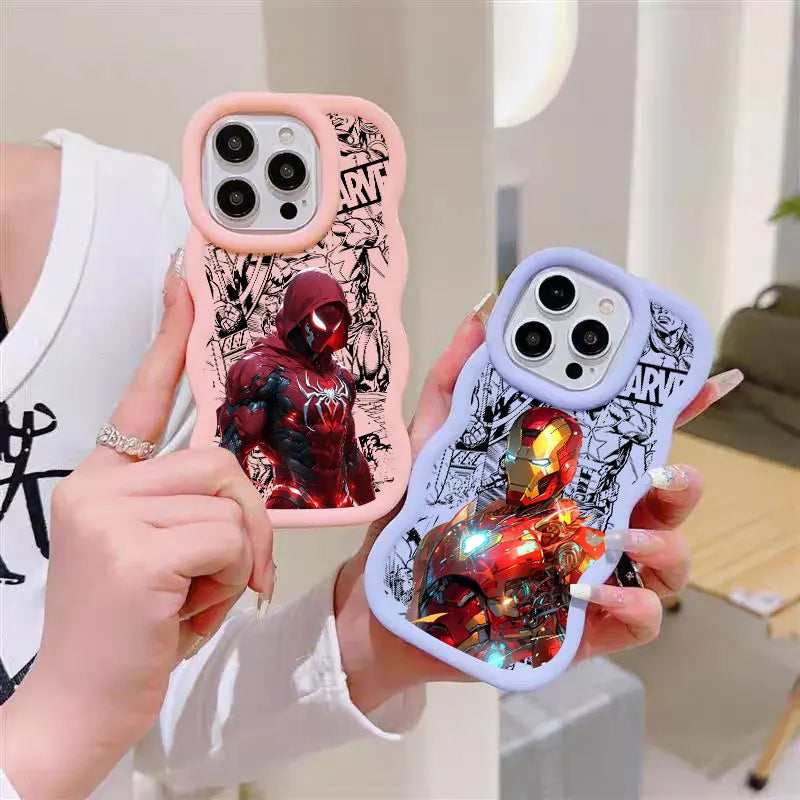 Iron Spider Man Captain America Candy Color Phone Case For iPhone 17 Air 16 15 14 Plus 13 12 Mini 11 Pro Max 17E 16E Soft Cover