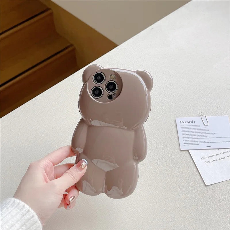 Cute 3D Bear Case For iPhone 17 16 15 14 13 12 11 Pro Max Shock-Resistant Protective Case