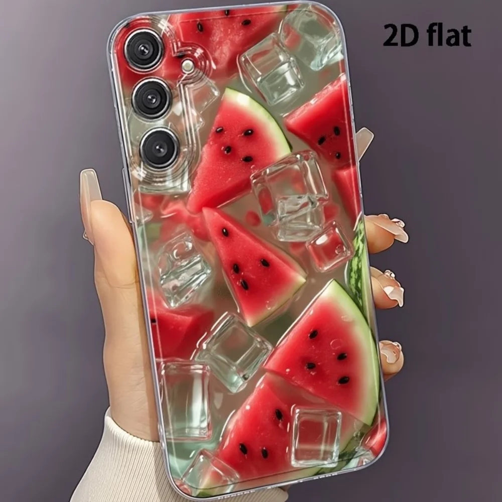 Summer Iced Watermelon Pattern TPU Phone Case For Samsung Galaxy S26 S25 S24 S23 S22 S21 S20 Ultra Plus FE Edge 2022 5G Cover