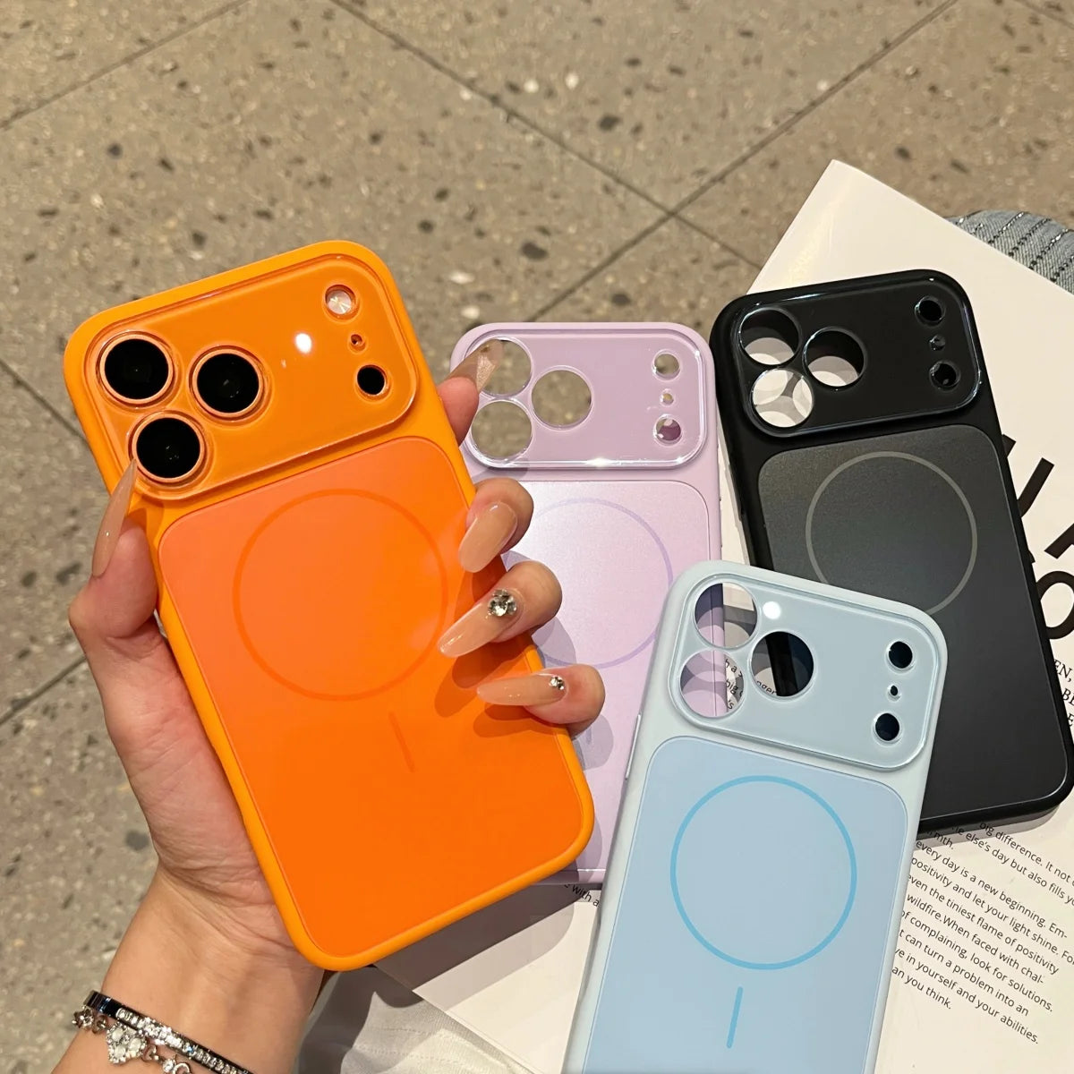Fashion Liquid Silicone For Magsafe Magnetic Phone Case For iPhone 17 16 15 14 13 Pro Max Large Window Lens Glass Protect Cover