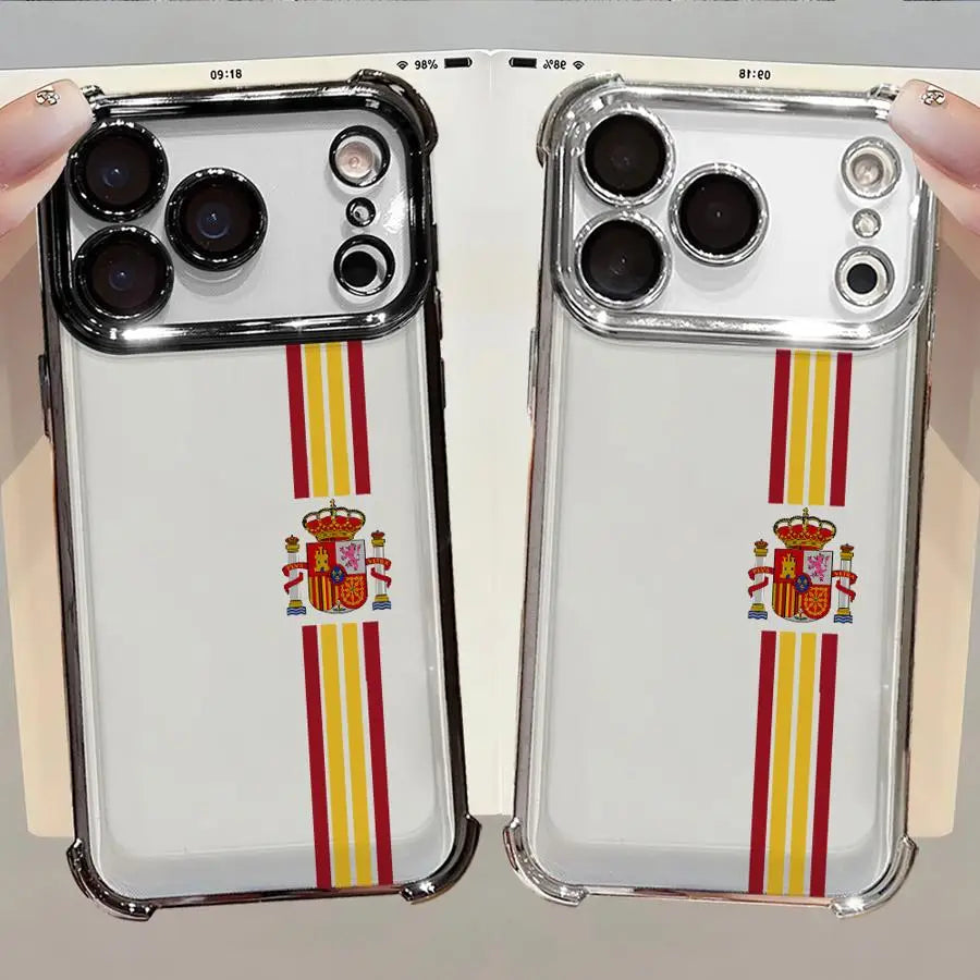 S-Spanish Flag National Soft Phone Cover Case for iPhone 12 15 Plus 17 Air 11 16 17 Pro Max 13 14