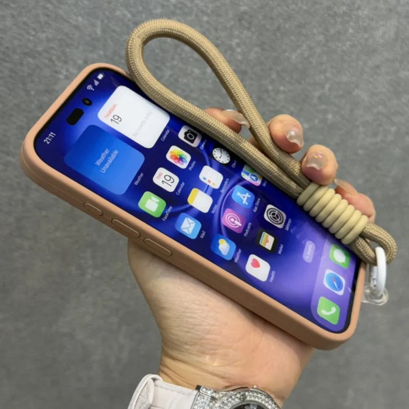 Original Liquid Silicone For Magsafe Case for iPhone 17 16 15 14 Plus 13 12 Pro Max Soft Shockproof Magnetic Lanyard Strap Cover