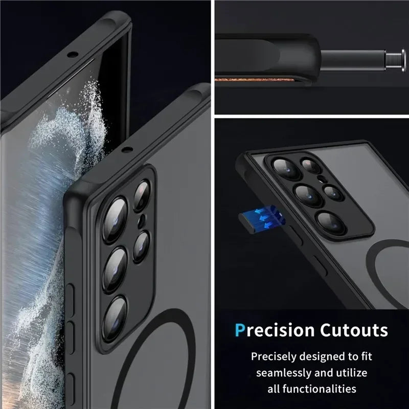 For Magsafe Case For Samsung Galaxy S26 S25 S24 S23 S22 S21 Plus Ultra FE Edge Note 20 9 8 Magnetic Matte Protective Phone Cover