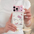 Cartoon Cat Ear Cute Sanrio KT Shockproof Phone Case For iphone 17 Pro 16 15 Pro Max Luxury Lens Protective Acrylic Back Cover