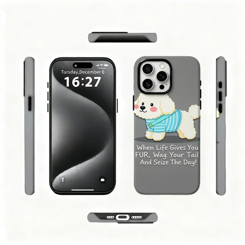 Dual Layer Cute Dog Magsafe Phone Case For iPhone 12 13 14 15 16 17 Air Pro Max Plus Anti-fall Fade Resistant Deluxe Cover