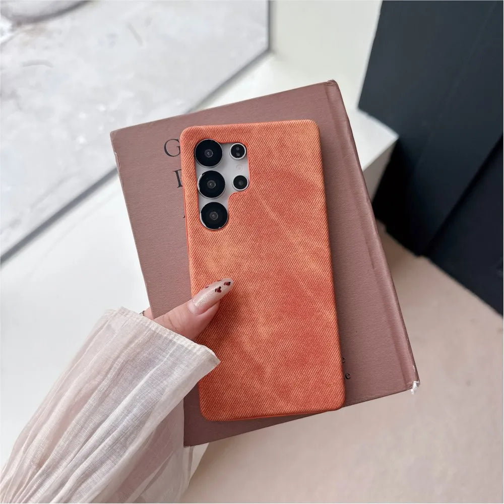 Original Washed Color Denim Jeans Phone Case For For Samsung Galaxy S25 S24 S23 S22 Ultra Matte Hard PC Frameless Cooling Cover