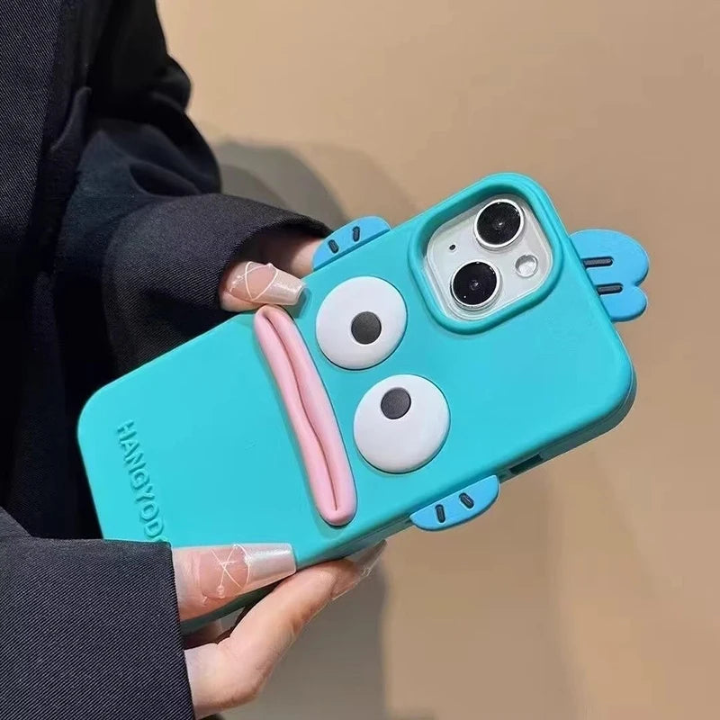 Hangyodon Fish 3D Cartoon Silicone Case for iPhone 17 Pro Max 16 15 14 Pro 13 Kawaii Soft Anime Design Rubber Cover