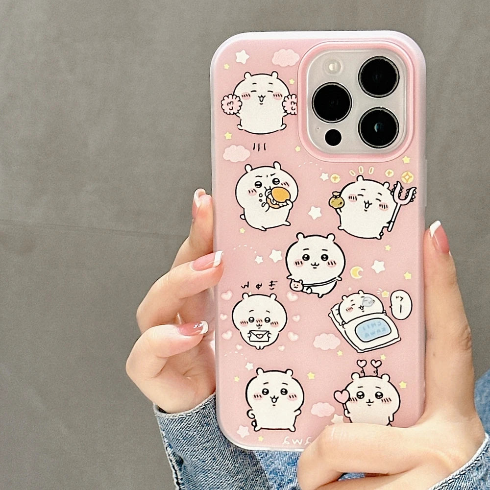 Cute Cartoon Japan Anime Chiikawa Usagi Hachiware Phone Case For iPhone 17 16 15 14 13  Pro Max Cases Shockproof Soft TPU Cover