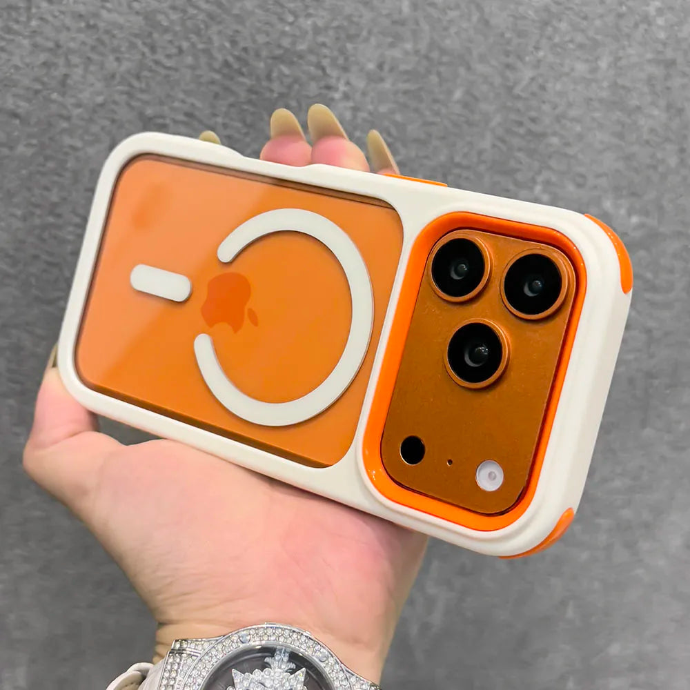 Transparent Contrasting Colors Magnetic Case for iPhone 17 Pro Max 16 15 14 13 12 Pro Max 17 Air Plus Shockproof PC TPU Cover