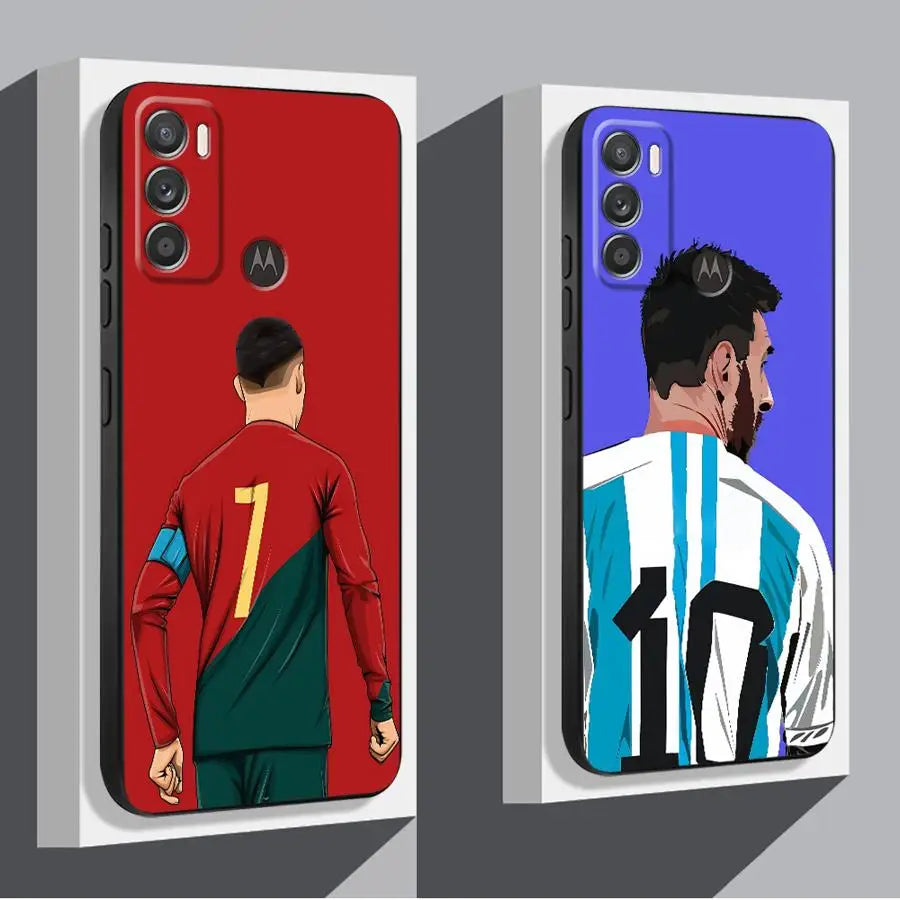 Football Star Numbers Phone Case for Motorola Moto G73 G60 G22 G71 G52 G53 Edge 40 30Pro 20 G50 G30 G72 G51 Soft Cover