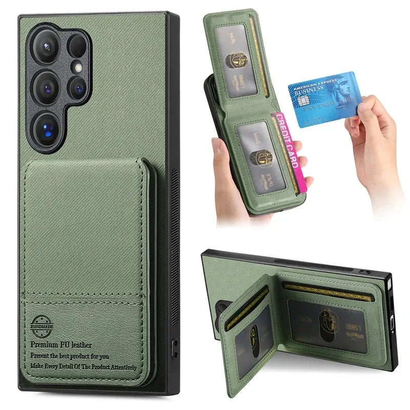 RFID-blocking Wallet with Card Holder Phone Case for Samsung S25 Ultra S24 S23 S22 Plus S21 FE A17 A07 A16 A26 A36 A56 5G Cover