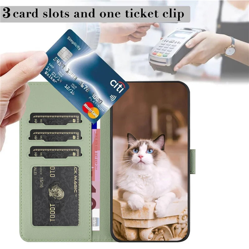 Fashion Flip Book Leather Wallet Case For Samsung Galaxy Note20 Note 20 S24 FE Ultra 9 10 plus Card Animal Kawaii Cat on Cover
