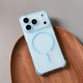 Luxury Magnetic Translucent Airbag Bumper Case For iPhone 17 14 15 13 16 Pro Max 17Pro Cases For Magsafe Shockproof Back Cover