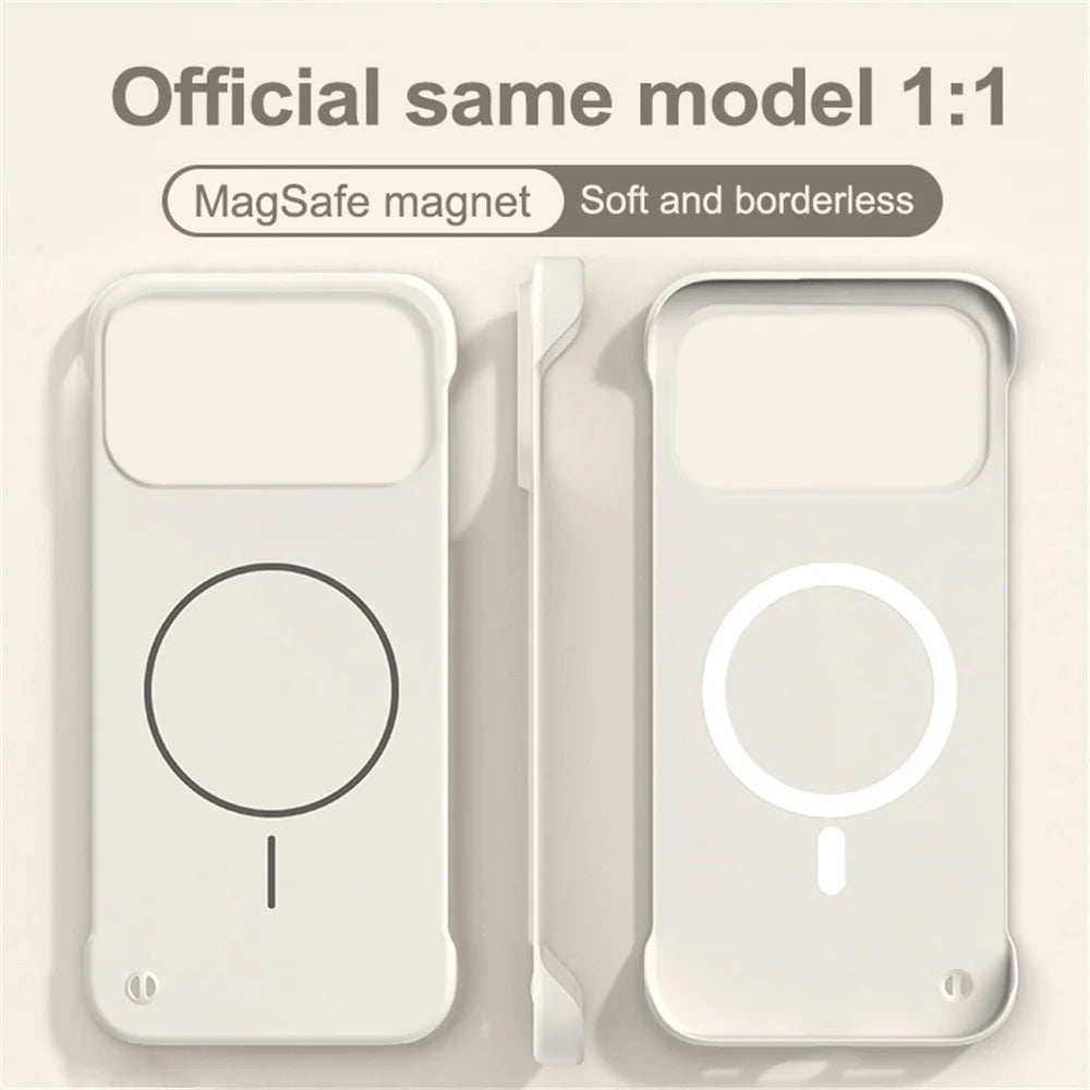 Ultra Thin Matte PC For Magsafe Frameless Magnetic Phone Case For iPhone 16 17 Pro Max Air 16E 14 1513 12 Wireless Charge Cover
