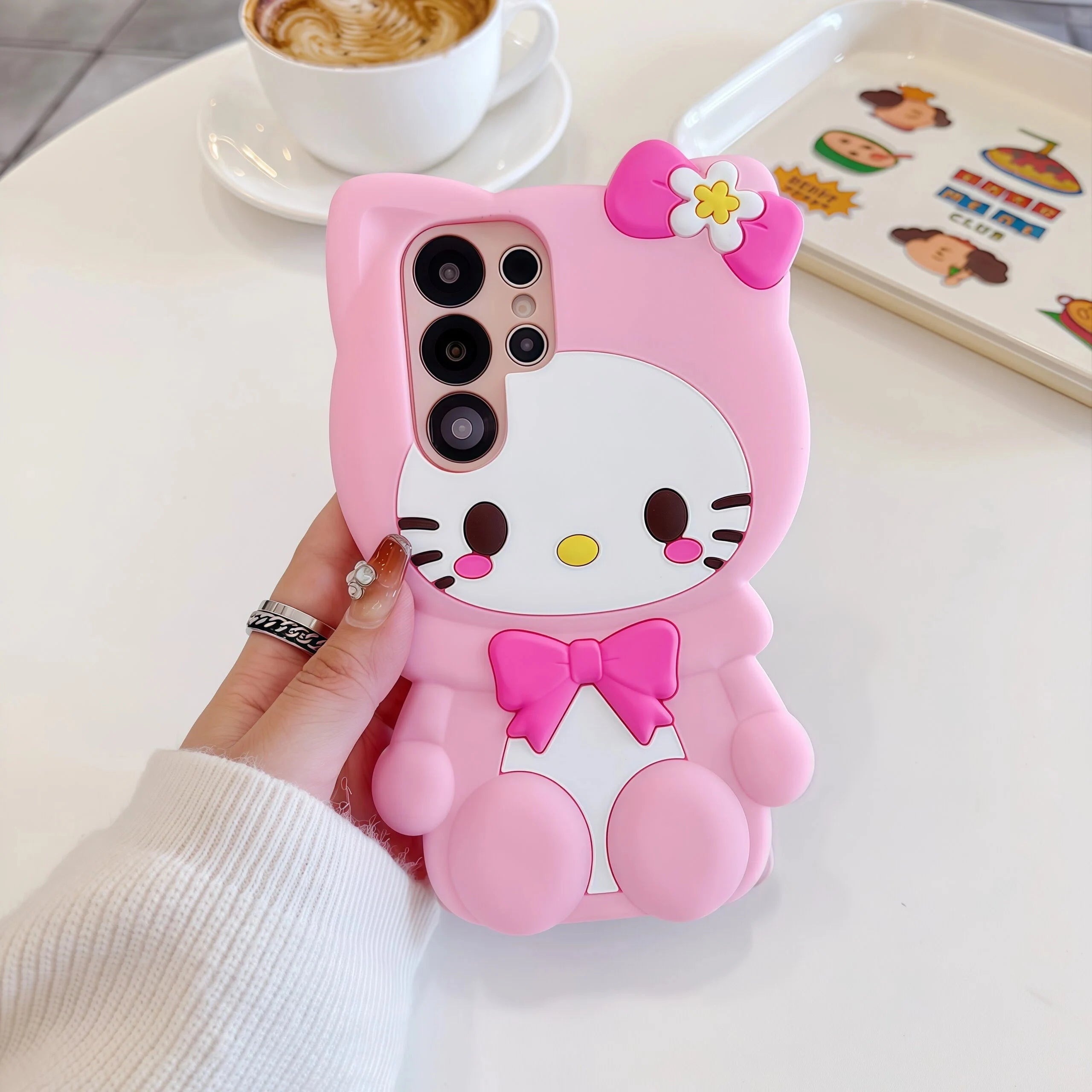 For Samsung Galaxy S26 S25 S24 S23 S22 S20 Ultra Plus S21 S23 S24 S25 FE Cartoon Bow Leg Holder Silicone Back Cover For A16 A56
