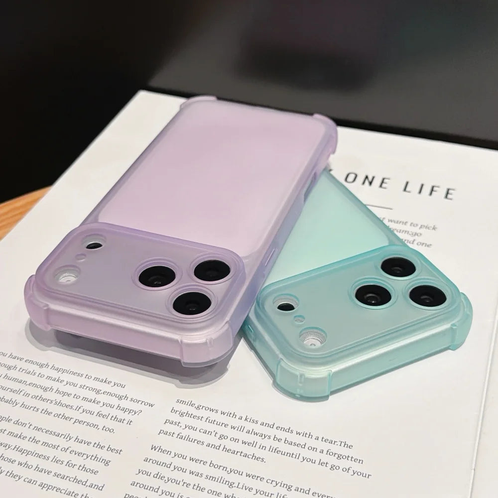 Cute Matte Transparent  Phone Case for iPhone 17 Air 14 15 16 11 12 13 Pro Max Plus Shockproof Camera Protector TPU Soft Cover
