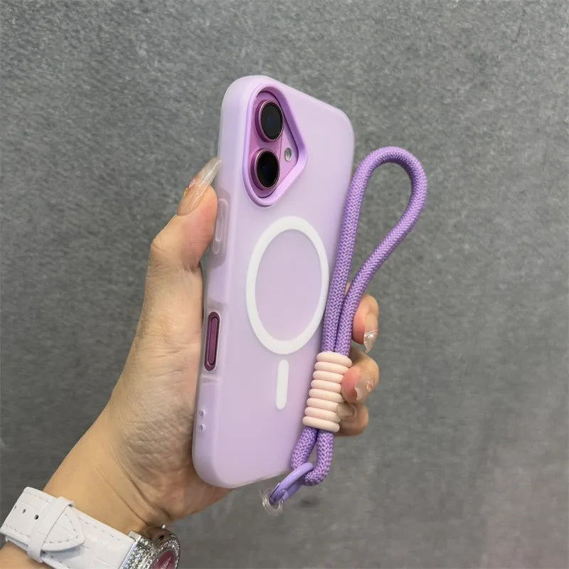 17 ProMax for Magsafe Jelly Candy Color Contrast Lanyard Case for iPhone 17 Air 16 15 14 13 Pro Max Plus 11 12 Wrist Strap Cover