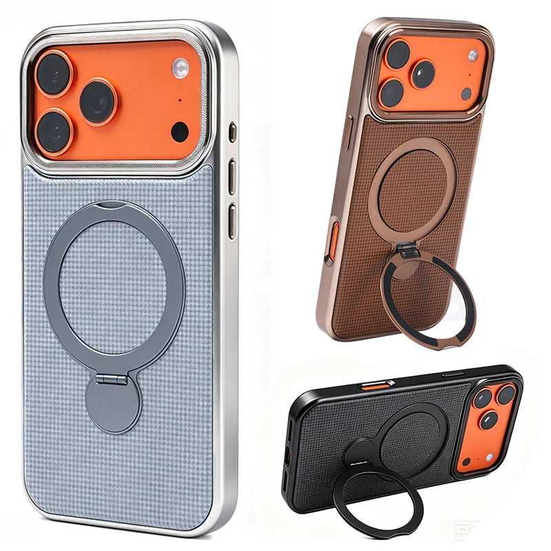 High Quality Original Technology Woven Case For Phone17Pro 17 Pro Max Magnetic 360° Rotating Stand Phone Cover