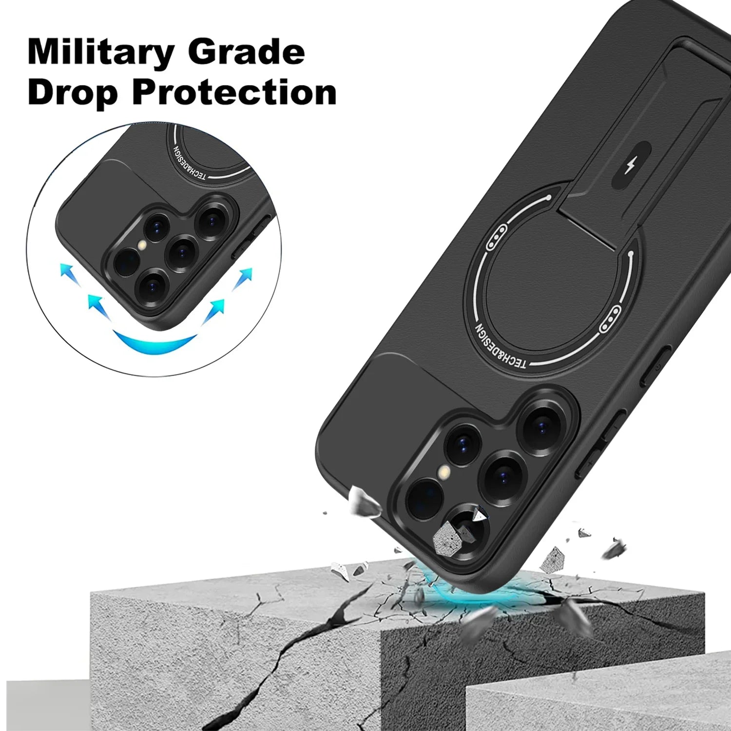 Luxury Matte Magnetic Phone Case For Samsung S26 Ultra S24 Plus S23 S22 S25 Ultra For Magseafe Fold Ring Holder Protection Cover