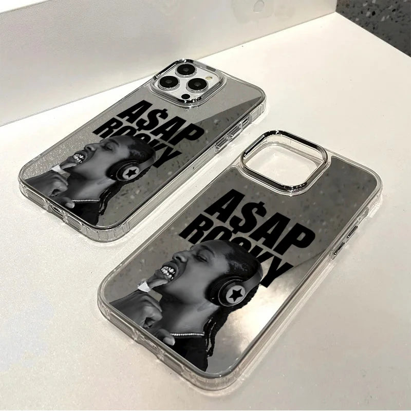 Hip Hop ASAP Rocky Mirror Phone Case for iPhone 11 12 13 14 15 Pro 16 17 Pro Max Plus 16E Clear Shockproof Protective Back Cover