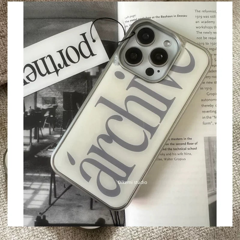 Minimalist And Personalized Letter Archive Simple Phone Case for iPhone 17AIR 16 15 14 13 12 11 PRO MAX PLUS Y2K Drop Glue Cover