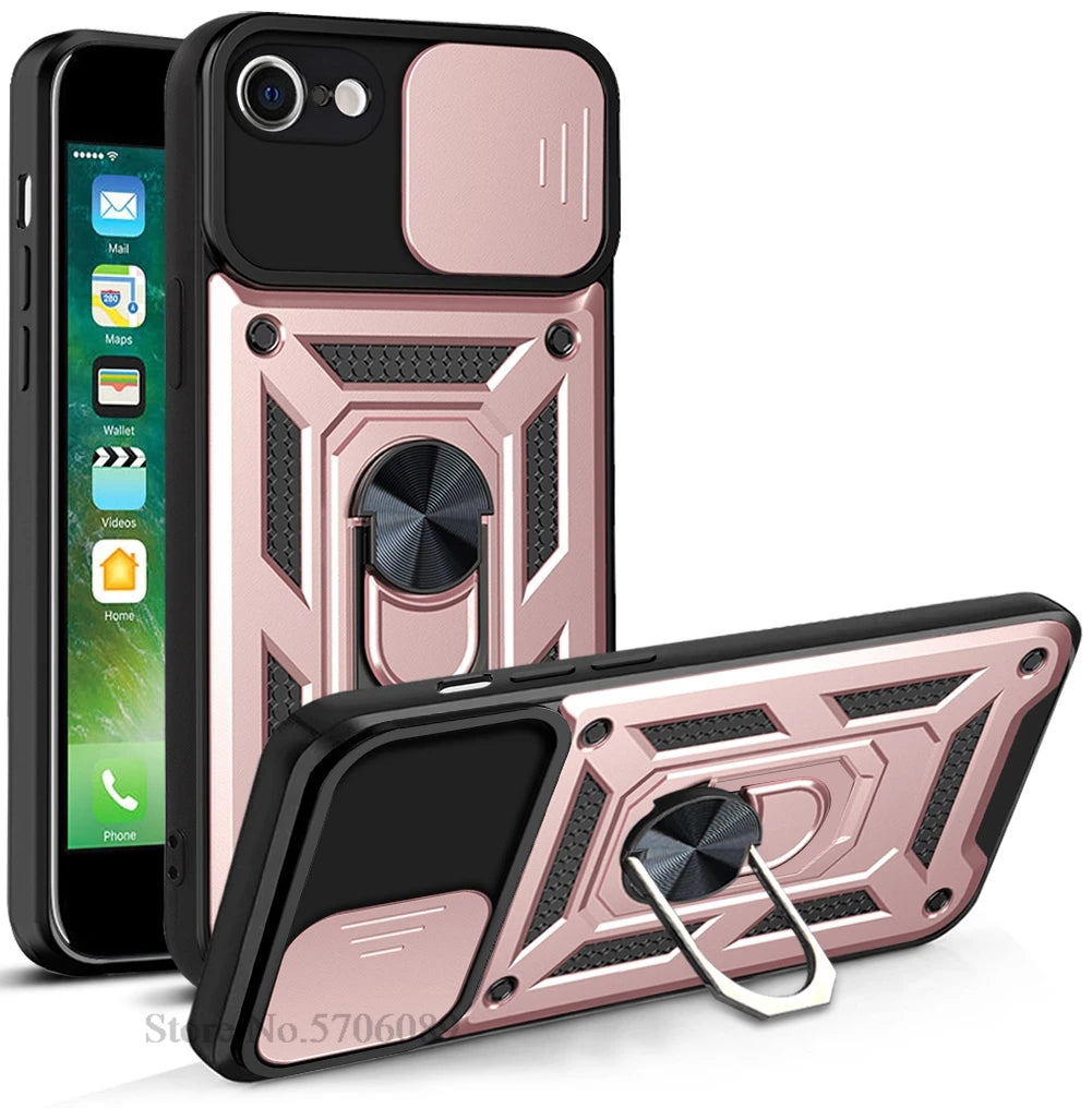 For iPhone SE 2020 Case SE 2022 SE 2 3 SE2 SE3 Shockproof Armor Lens Protector Phone Cover For iPhone 7 8 iPhone7 Case With Ring
