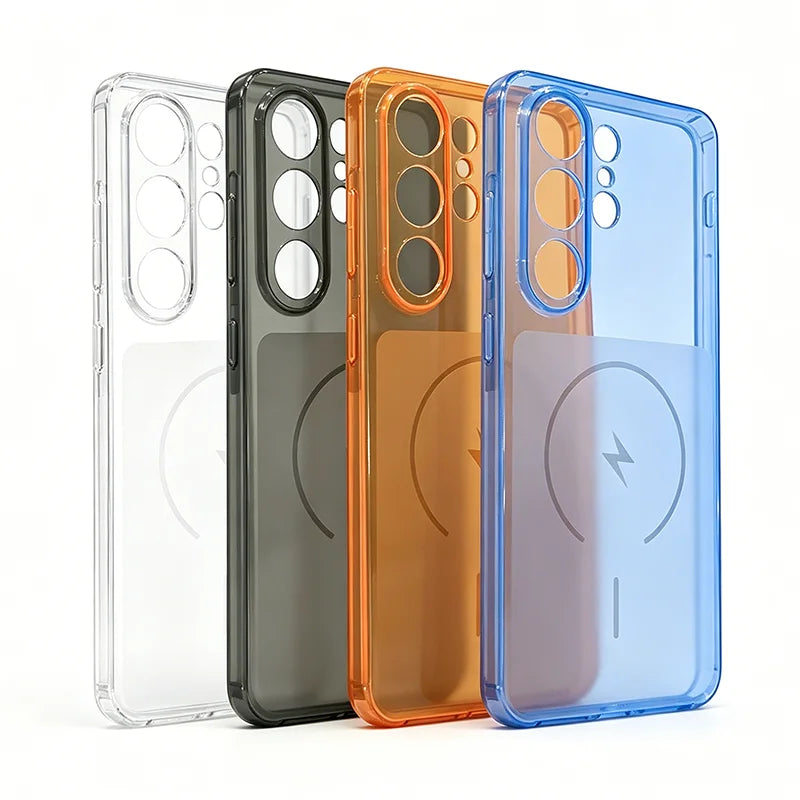 for Magnetic Matte Clear Case for Samsung Galaxy S26 Ultra S25 S24 S23 Ultra Plus FE S22 Colorful for MagSafe Cover S26 S25 +