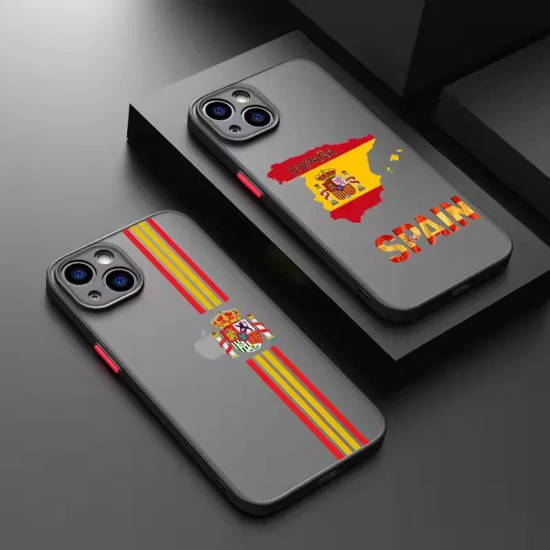 Spanish Flag National Emblem Matte Transparent For iPhone Case 16 15 14 13 12 11 Pro XR XS Max 7 8 Plus Soft Phone Y2K Cover