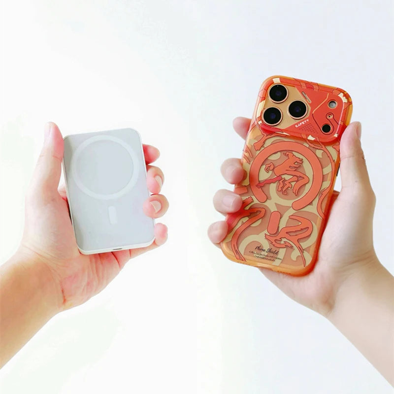 Magnetic Geometric Graffiti for MagSafe Case For iPhone 17 17Pro Max 16 Pro 15 pro Frosted Wireless Charging Anti-fall PC Cover