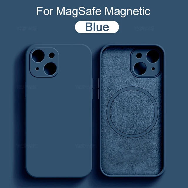 11Colors Magnetic Liquid Silicone Case For iPhone 16 Pro Max 7 8 Plus SE 2020 2022 Magsafe Wireless Charging Cover