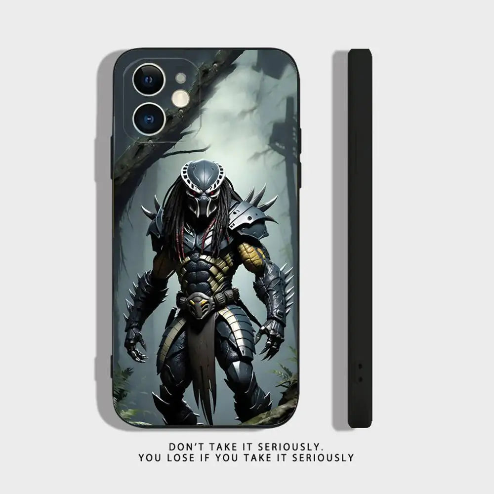 A-Alien Vs Predator Painted Phone Case For iPhone 17 16,15,14,13,12,11,Pro,XS,Max,XR,Plus,Mini Soft Silicone Black Shockproof