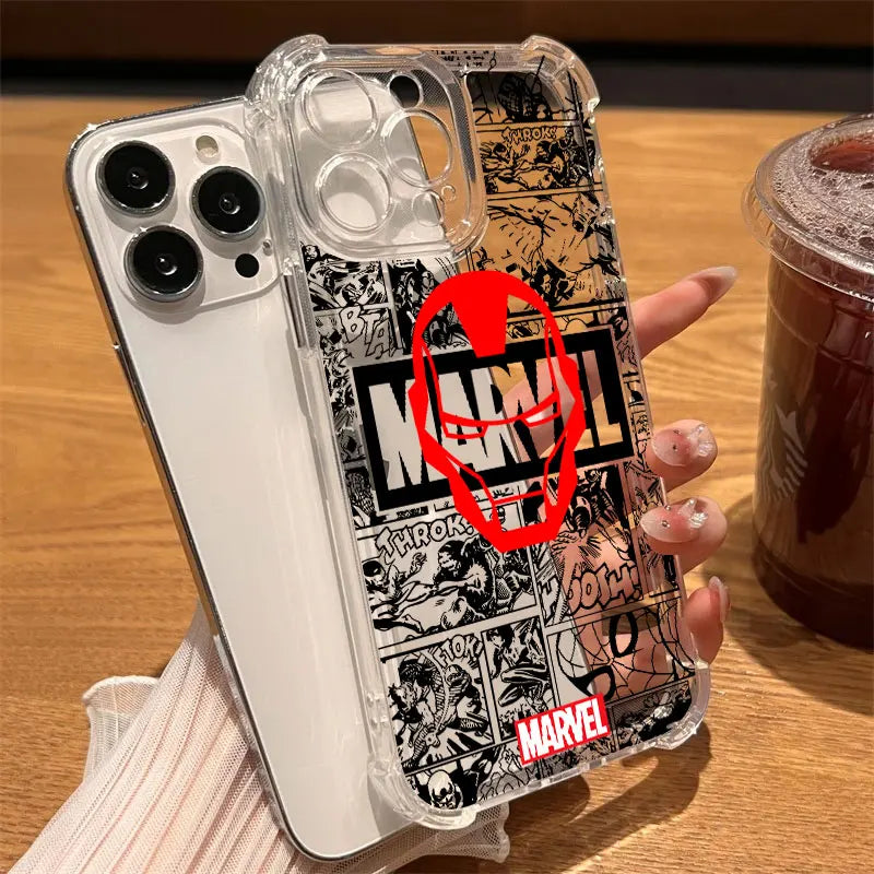Marvel Spiderman Ironman Avengers Clear Case For iPhone 17 16 15 14 13 12 11 Pro Max 16e 17e Air 13 15 Plus XS X 7 8 Phone Cover